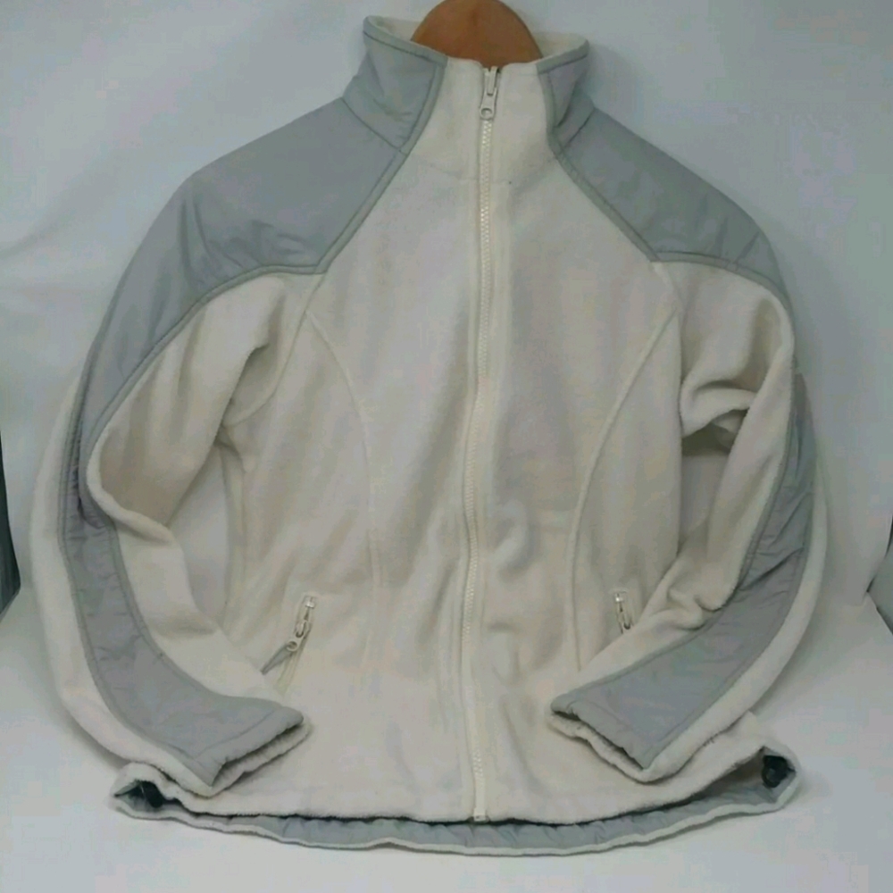 Women's Columbia Off-white & Gray Zip Up Fleece S.